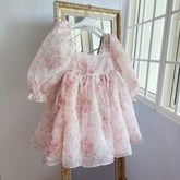 Minivestido abullonado con rosas francesas